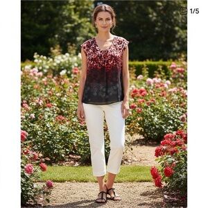 Northern Reflections Red Floral Blouse Size XL
